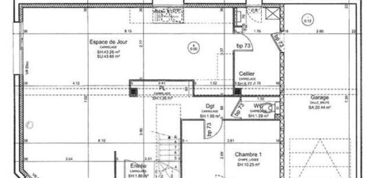 Plan de maison Surface terrain 113 m2 - 4 pièces - 3  chambres -  avec garage 