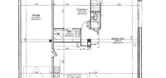 Plan de maison Surface terrain 98 m2 - 5 pièces - 4  chambres -  avec garage 
