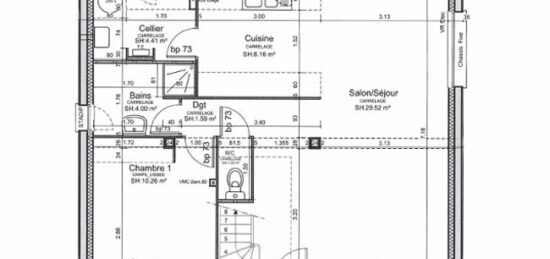 Plan de maison Surface terrain 86 m2 - 4 pièces - 3  chambres -  sans garage 