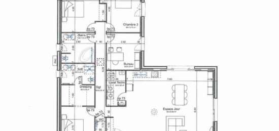 Plan de maison Surface terrain 135 m2 - 5 pièces - 4  chambres -  sans garage 