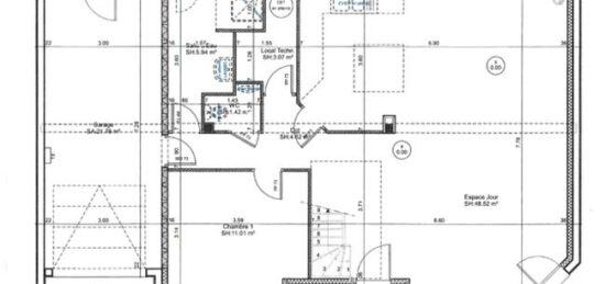 Plan de maison Surface terrain 128 m2 - 5 pièces - 4  chambres -  avec garage 