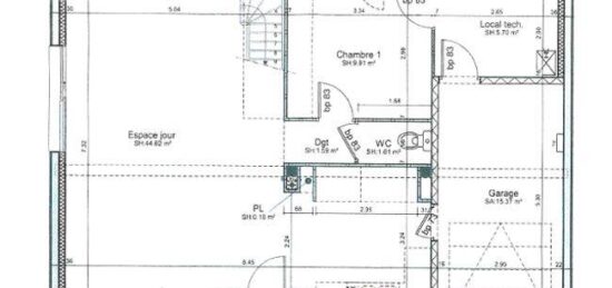 Plan de maison Surface terrain 113 m2 - 4 pièces - 3  chambres -  avec garage 