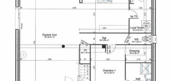 Plan de maison Surface terrain 120 m2 - 5 pièces - 4  chambres -  avec garage 