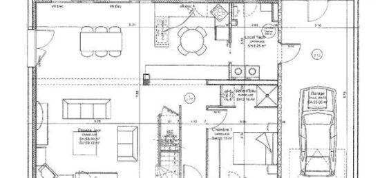 Plan de maison Surface terrain 146 m2 - 6 pièces - 5  chambres -  avec garage 