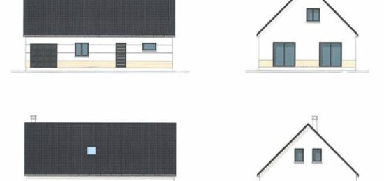 Plan de maison Surface terrain 77 m2 - 3 pièces - 1  chambre -  avec garage 
