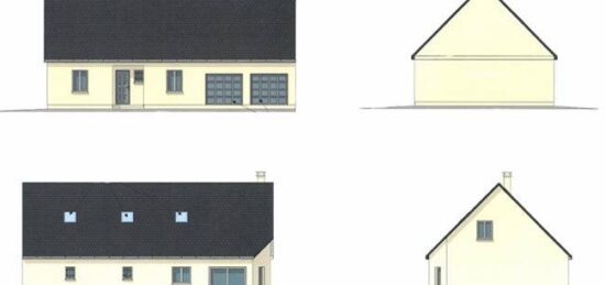 Plan de maison Surface terrain 75 m2 - 3 pièces - 1  chambre -  avec garage 