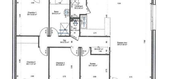 Plan de maison Surface terrain 92 m2 - 4 pièces - 3  chambres -  sans garage 