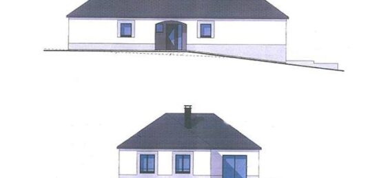 Plan de maison Surface terrain 124 m2 - 3 pièces - 2  chambres -  avec garage 