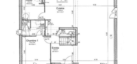 Plan de maison Surface terrain 134 m2 - 5 pièces - 4  chambres -  sans garage 