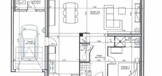Plan de maison Surface terrain 120 m2 - 6 pièces - 5  chambres -  avec garage 