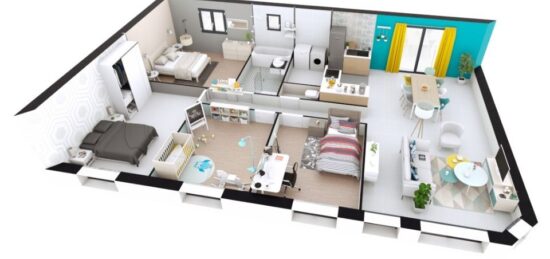 Plan de maison Surface terrain 95 m2 - 5 pièces - 4  chambres -  sans garage 