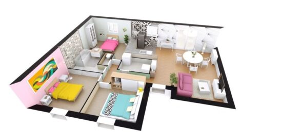 Plan de maison Surface terrain 84 m2 - 4 pièces - 3  chambres -  sans garage 