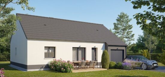 Plan de maison Surface terrain 80 m2 - 3 pièces - 2  chambres -  avec garage 