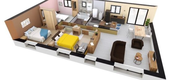 Plan de maison Surface terrain 80 m2 - 4 pièces - 3  chambres -  sans garage 