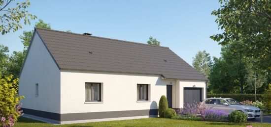 Plan de maison Surface terrain 74 m2 - 4 pièces - 3  chambres -  avec garage 