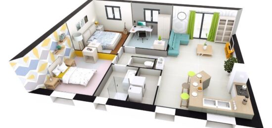 Plan de maison Surface terrain 71 m2 - 4 pièces - 3  chambres -  sans garage 