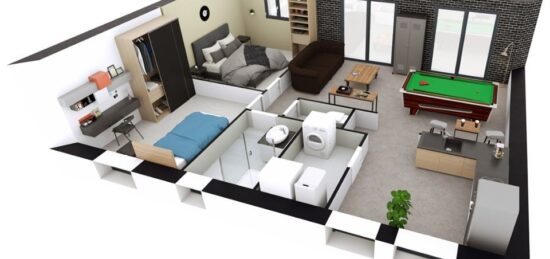 Plan de maison Surface terrain 65 m2 - 3 pièces - 2  chambres -  sans garage 