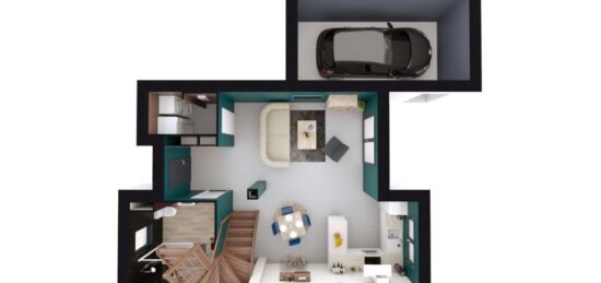 Plan de maison Surface terrain 89 m2 - 4 pièces - 3  chambres -  avec garage 