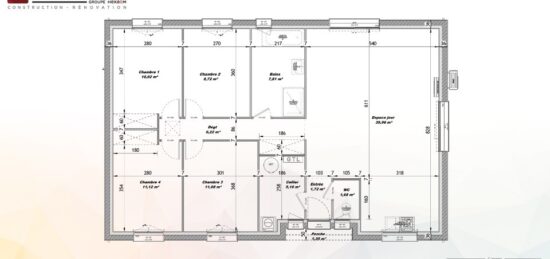 Plan de maison Surface terrain 105 m2 - 5 pièces - 4  chambres -  sans garage 