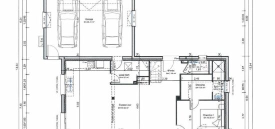 Plan de maison Surface terrain 120 m2 - 7 pièces - 4  chambres -  avec garage 