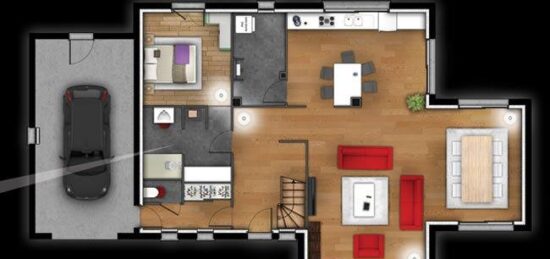 Plan de maison Surface terrain 162 m2 - 6 pièces - 5  chambres -  avec garage 
