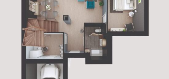 Plan de maison Surface terrain 104 m2 - 6 pièces - 4  chambres -  avec garage 
