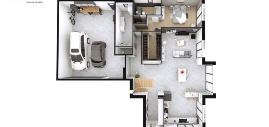 Plan de maison Surface terrain 209 m2 - 6 pièces - 5  chambres -  avec garage 