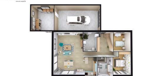 Plan de maison Surface terrain 177 m2 - 6 pièces - 5  chambres -  avec garage 