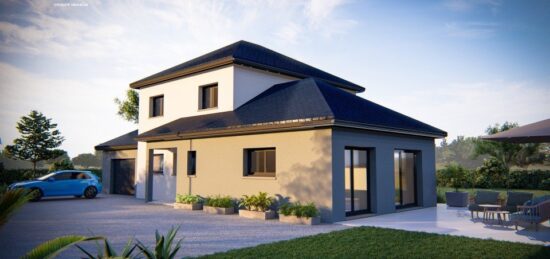 Plan de maison Surface terrain 174 m2 - 6 pièces - 4  chambres -  avec garage 