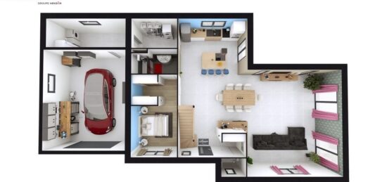 Plan de maison Surface terrain 174 m2 - 6 pièces - 4  chambres -  avec garage 