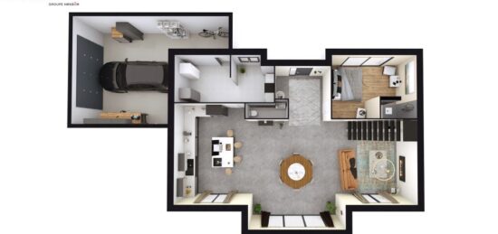 Plan de maison Surface terrain 183 m2 - 5 pièces - 3  chambres -  avec garage 