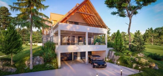 Plan de maison Surface terrain 317 m2 - 9 pièces - 5  chambres -  avec garage 