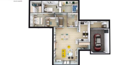 Plan de maison Surface terrain 137 m2 - 4 pièces - 3  chambres -  avec garage 