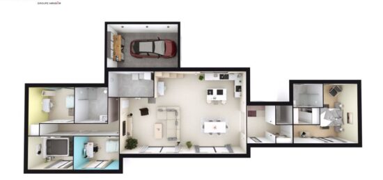 Plan de maison Surface terrain 166 m2 - 6 pièces - 4  chambres -  avec garage 