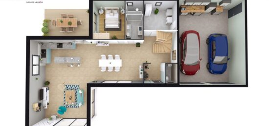 Plan de maison Surface terrain 147 m2 - 5 pièces - 4  chambres -  avec garage 