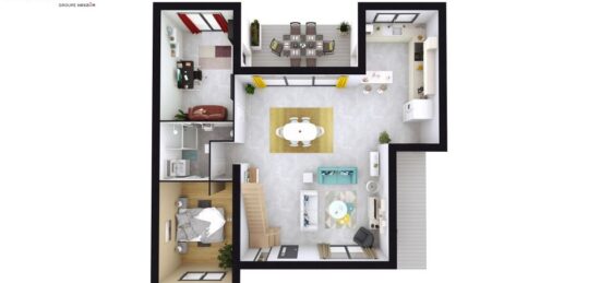 Plan de maison Surface terrain 175 m2 - 6 pièces - 4  chambres -  avec garage 