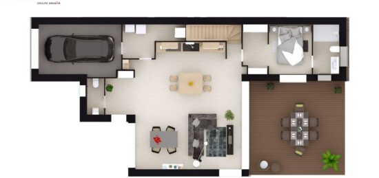 Plan de maison Surface terrain 134 m2 - 11 pièces - 3  chambres -  avec garage 
