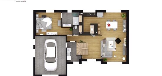Plan de maison Surface terrain 141 m2 - 4 pièces - 4  chambres -  avec garage 