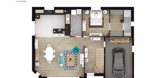 Plan de maison Surface terrain 135 m2 - 4 pièces - 5  chambres -  avec garage 