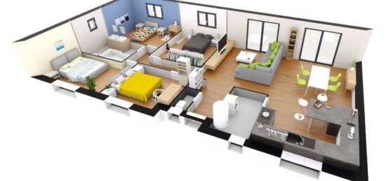 Plan de maison Surface terrain 114 m2 - 5 pièces - 4  chambres -  sans garage 