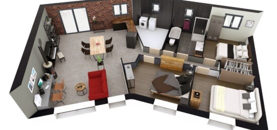 Plan de maison Surface terrain 93 m2 - 4 pièces - 3  chambres -  sans garage 