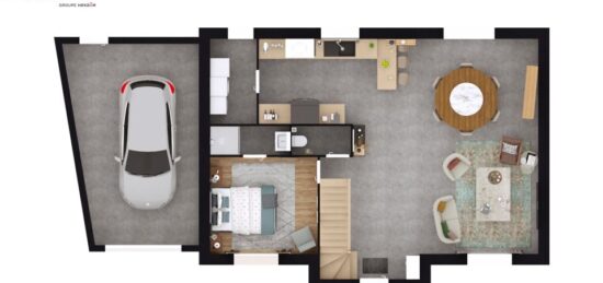 Plan de maison Surface terrain 135 m2 - 4 pièces - 4  chambres -  avec garage 