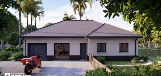 Plan de maison Surface terrain 99 m2 - 3 pièces - 3  chambres -  avec garage 