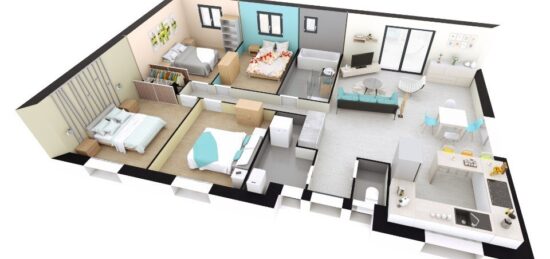 Plan de maison Surface terrain 105 m2 - 5 pièces - 4  chambres -  sans garage 