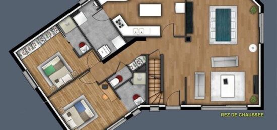 Plan de maison Surface terrain 179 m2 - 7 pièces - 6  chambres -  avec garage 