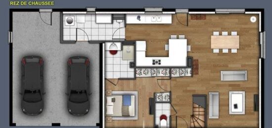 Plan de maison Surface terrain 151 m2 - 6 pièces - 5  chambres -  avec garage 