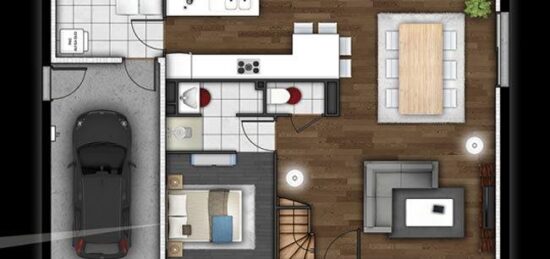 Plan de maison Surface terrain 112 m2 - 5 pièces - 4  chambres -  avec garage 