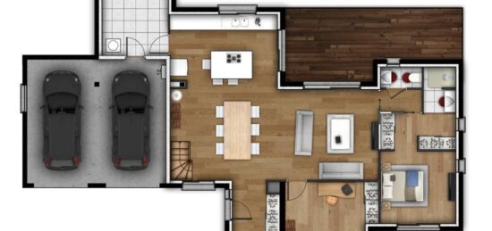 Plan de maison Surface terrain 149 m2 - 6 pièces - 4  chambres -  avec garage 