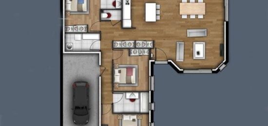 Plan de maison Surface terrain 109 m2 - 4 pièces - 3  chambres -  avec garage 