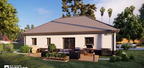 Plan de maison Surface terrain 99 m2 - 3 pièces - 3  chambres -  avec garage 